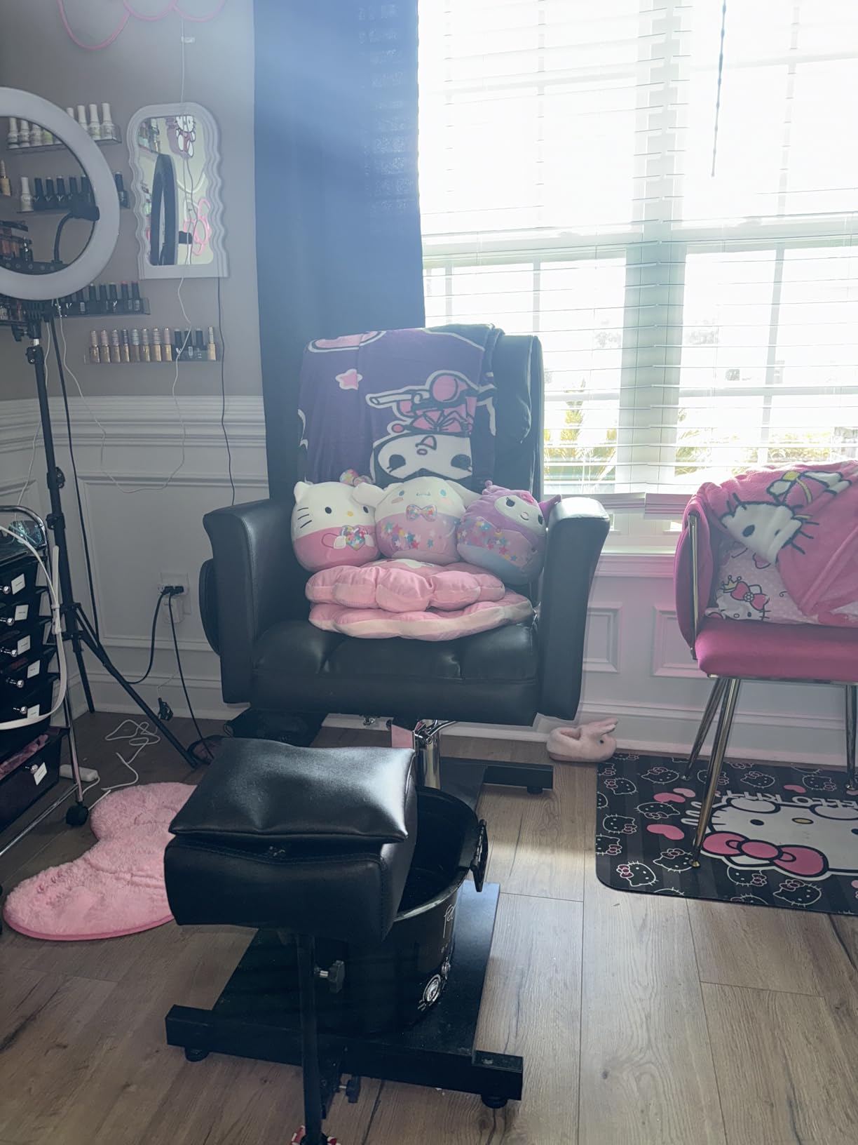 Pedicure Chair with Stool & Bubble Massage Foot Bath, Hydraulic Pedicure Chair for Nail Tech, No Plumbing, 360 ° Rotation for Beauty Spa Salon Unit Station Pink customer photo 2