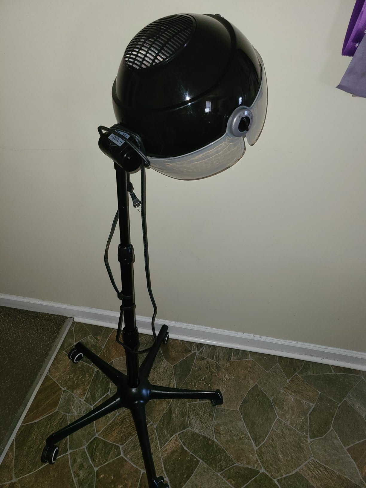 SalonDepot Professional Ionic Hooded Hair Dryer 1875W Gray | Height Adjustable with Bonnet, 3 Temperature Settings, Rolling Wheels, For Salon, Spa and Home Use customer photo 1