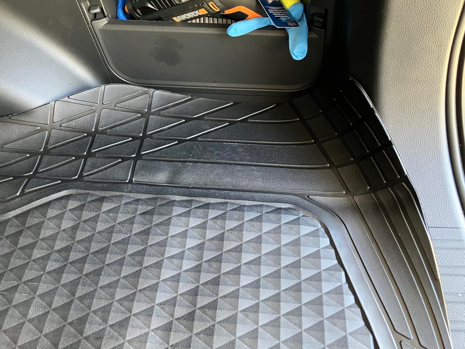 Amazon Basics Cargo Liner Floor Mat, All Weather Trunk Protection, Trimmable to Fit, Black customer photo 2