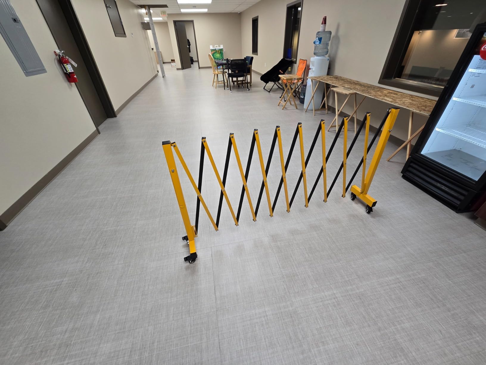 16.5FT Expandable Barricade Gate, Expandable Metal Barricade Gate Alloy Fence and 270 Degrees Direction Adjustment with Wheels, for Industrial or Residential Use (Yellow, 16.5FT) customer photo 2