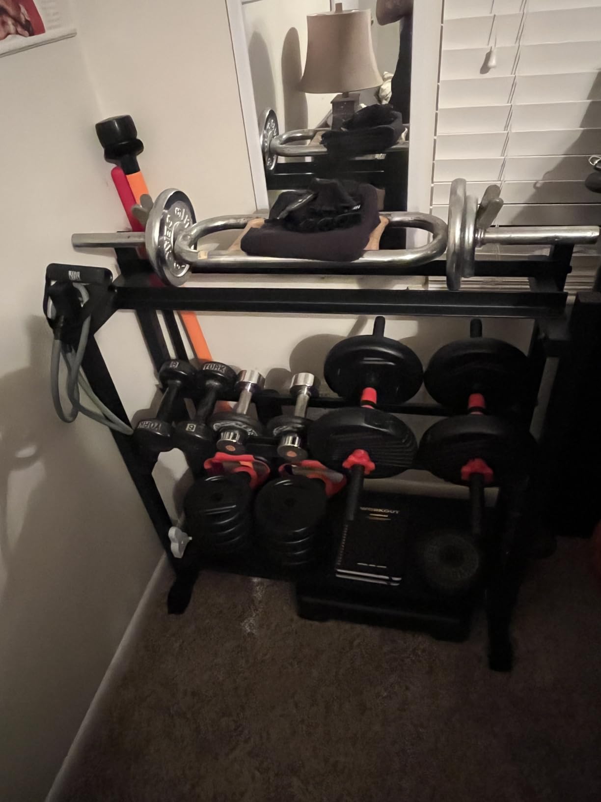Jusgym Dumbbell Rack Stand Only, 3 Tier Adjustable Height & Angle 1100LBS | H-Shaped Stable Frame & Space-Saving Design, Heavy Duty Weight Rack for Home Gym, Fits Dumbbells Kettlebells & Weight Plates customer photo 2