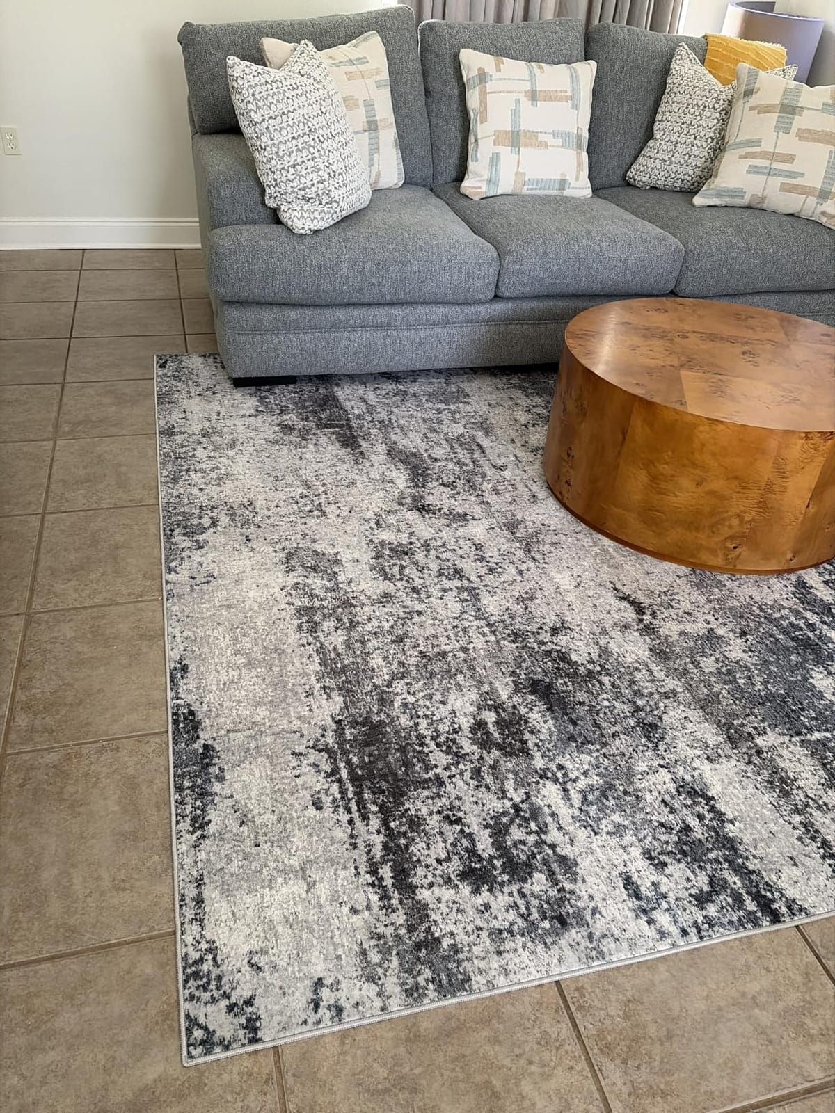 8x10 Area Rugs for Living Room Washable Bedroom Dining Room Blue Grey | Modern Abstract, Non-Slip Backing, Soft, Low-Pile, Foldable, Water Repellent, Pet Proof, Non-Shedding, Indoor customer photo 1