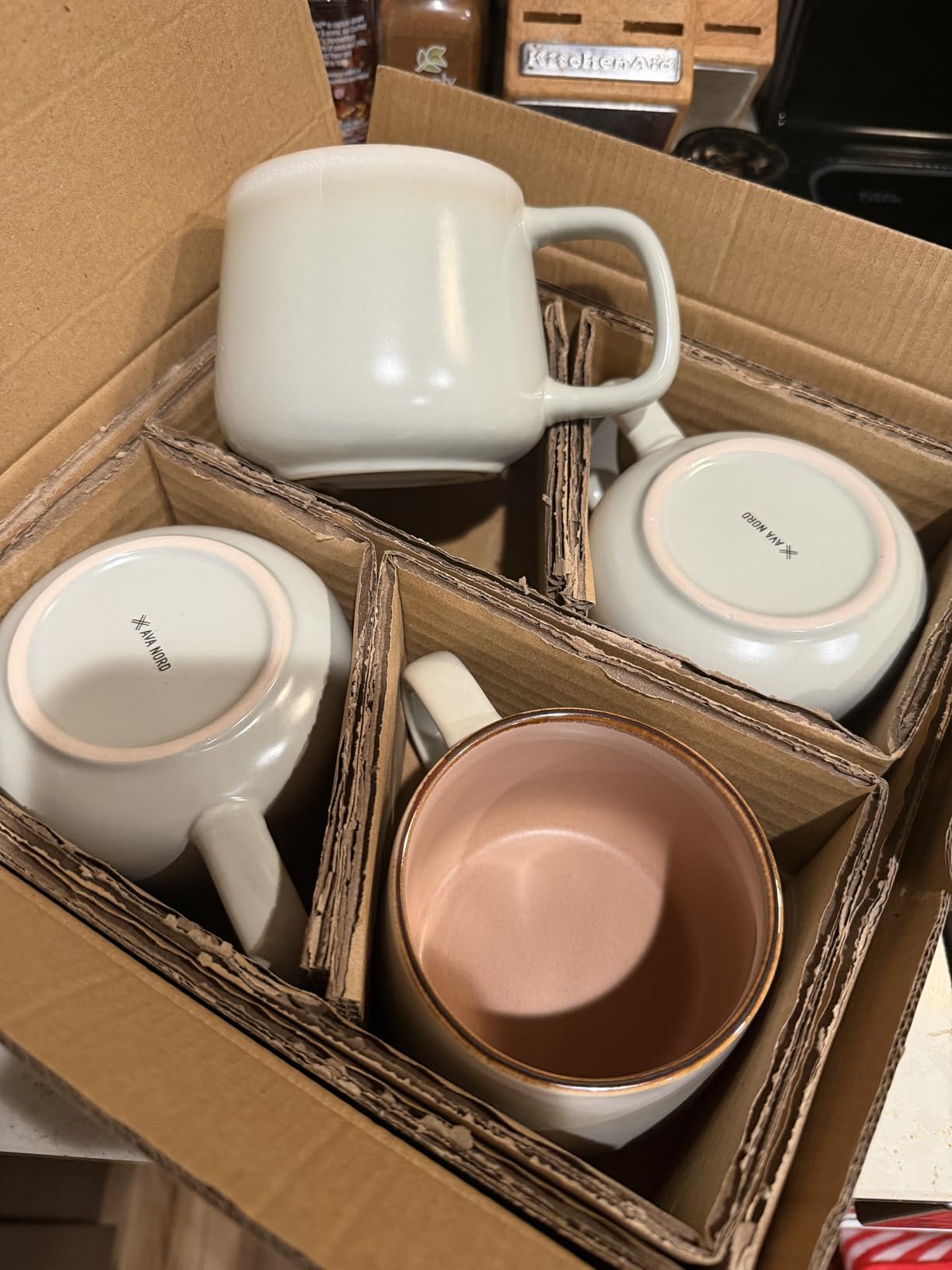 Ava Nord Stoneware Ceramic Coffee Mugs Set of 4, 12 oz, Sage Ash, Lead-Free, Non-Toxic, Freezer - Microwave & Dishwasher Safe, Aesthetic Nordic Design for Cappuccino customer photo 2
