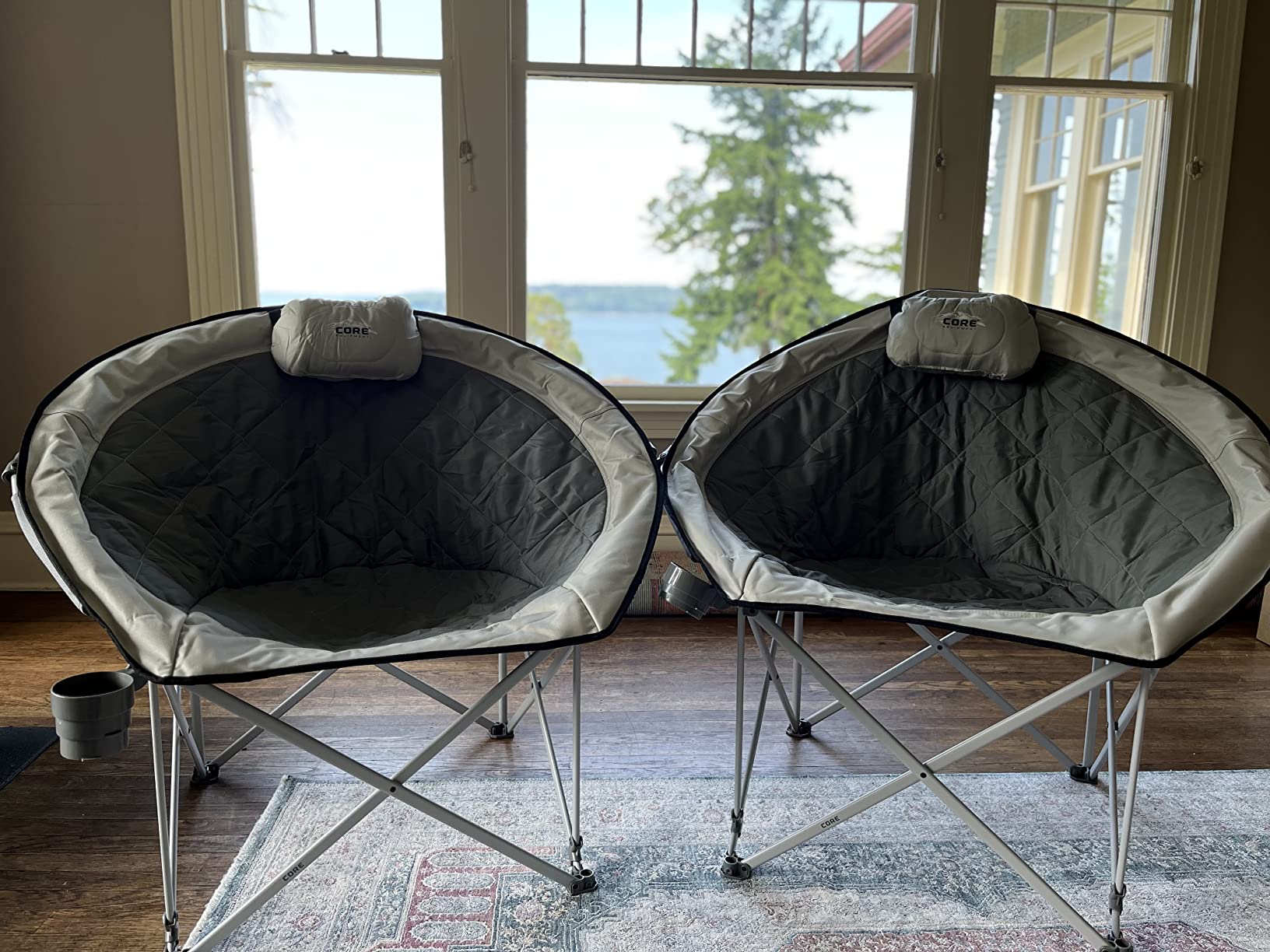 CORE Oversized Papasan Saucer Chair | Foldable Moon Lounge Chair with Cupholder & Storage Pocket for Indoor Home or Outdoor Camping | Perfect for Concert Seat, Sports, Beach, Travel & Picnic customer photo 1