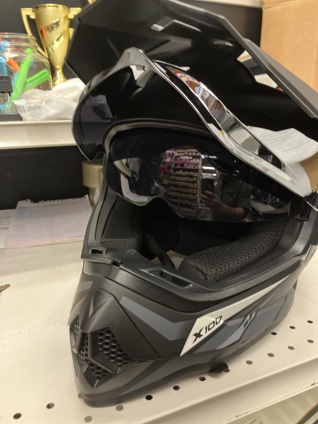 Orthrus Dual Sport Adventure Motorcycle Helmet DOT Certified for Adults, UV Protected Dual Visor & Intercom Slot, ATV UTV Dirt Bike Snowmobile Off Road Helmets customer photo 1