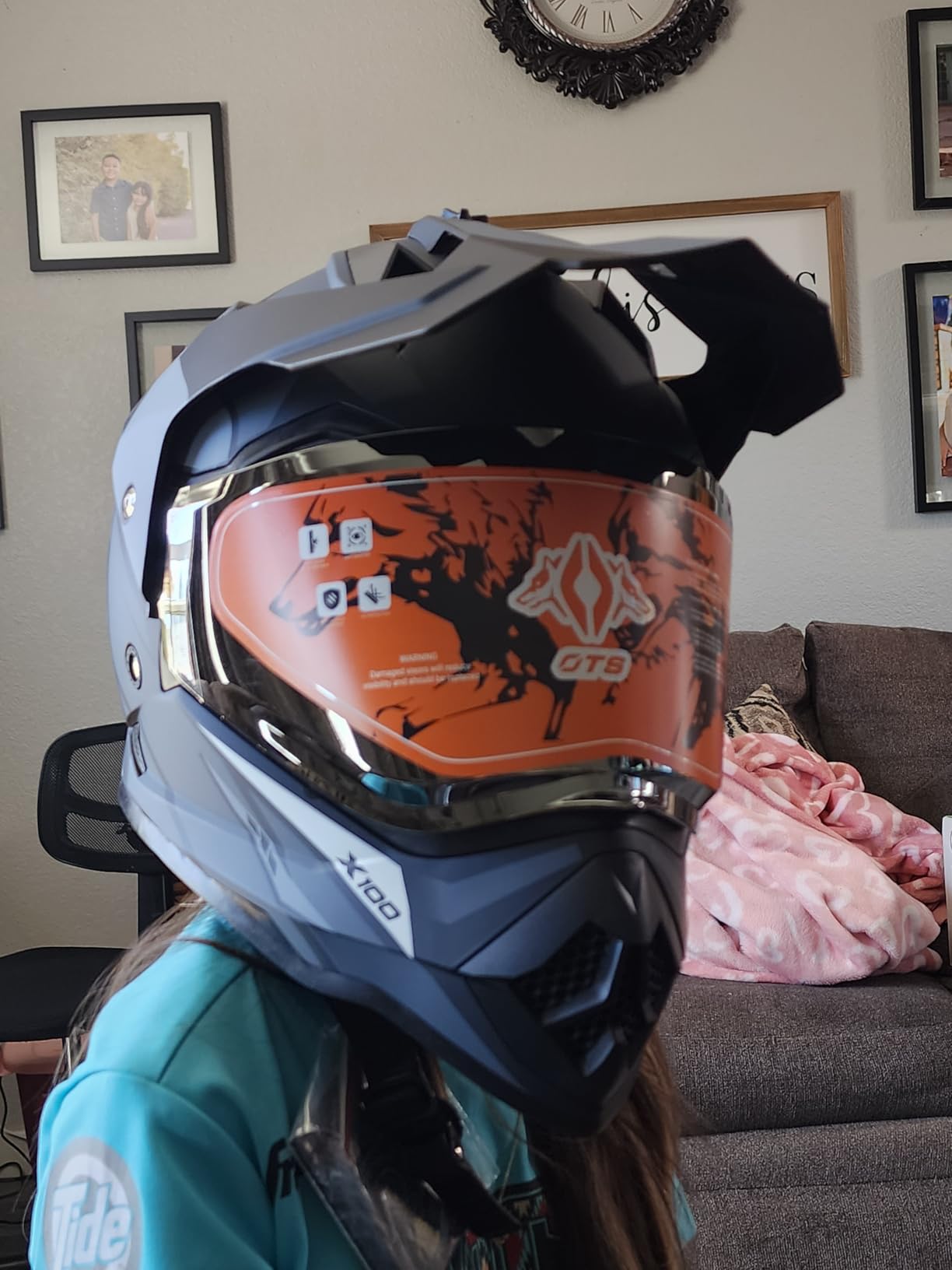 Orthrus Dual Sport Adventure Motorcycle Helmet DOT Certified for Adults, UV Protected Dual Visor & Intercom Slot, ATV UTV Dirt Bike Snowmobile Off Road Helmets customer photo 2