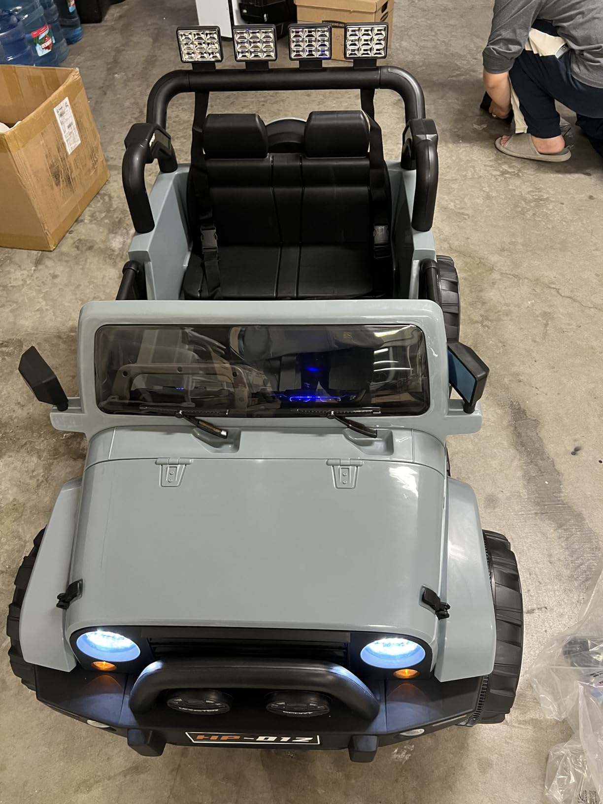 OLAKIDS 2 Seater Ride on Truck, 12V Battery Powered Electric Vehicle for Kids with Remote Control, Power Display, LED Lights, Story, Suspension System, MP3, Ride on Toy for 3+ Boys Girls (Gray) customer photo 1