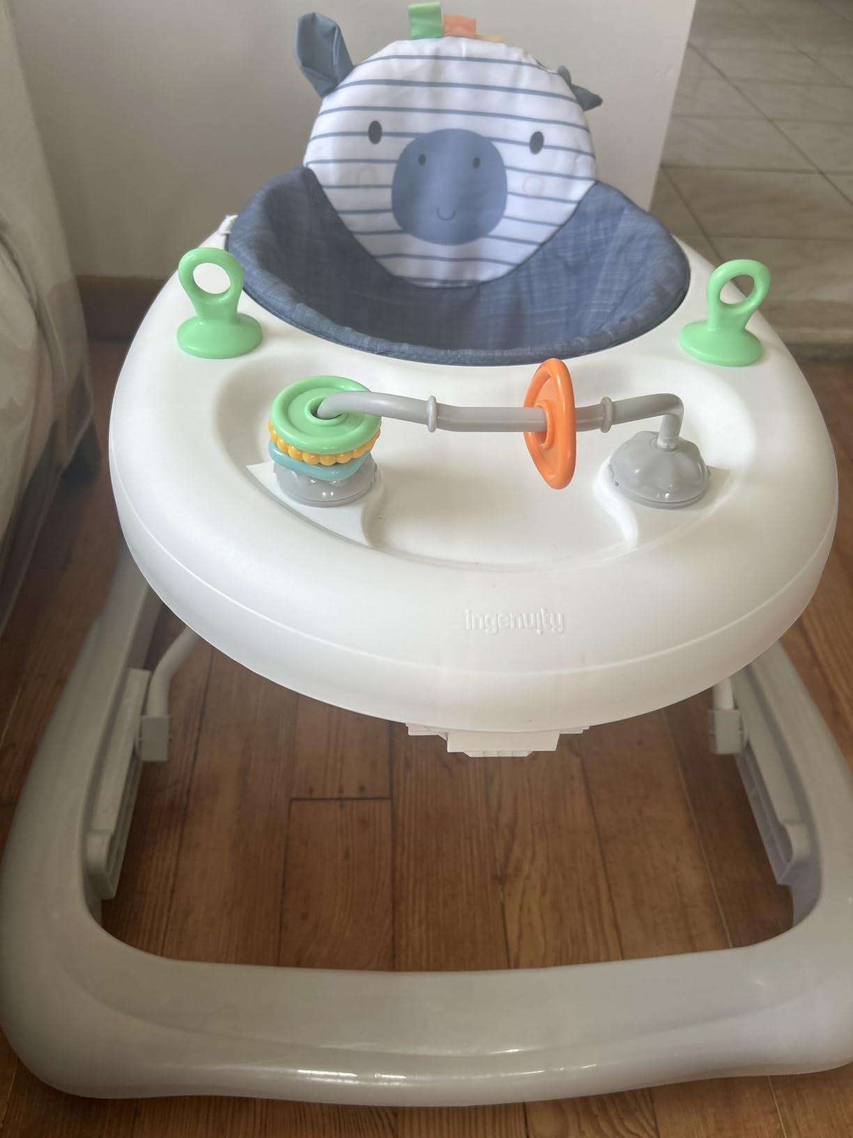 Ingenuity Smooth Strides Activity Baby Walker - Chambray, Developmental Walker, 3 Adjustable Heights, Toys Included, 6M-12M customer photo 1