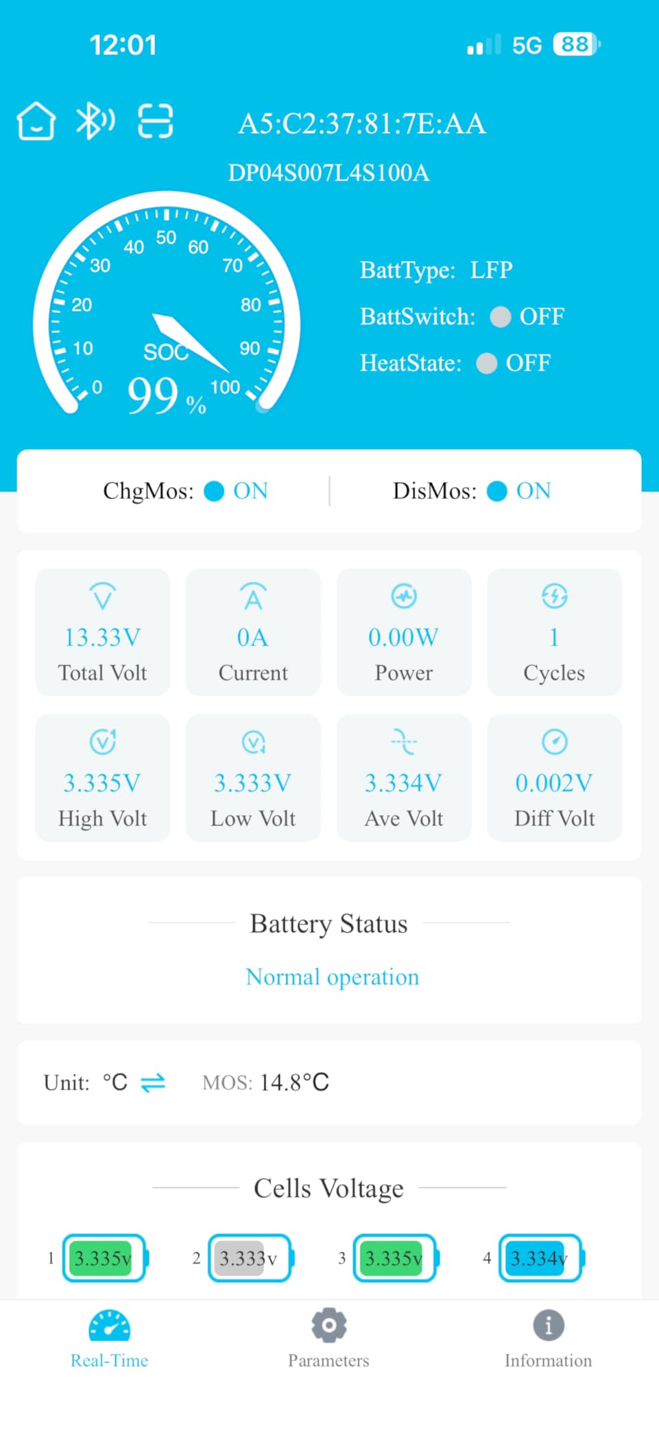 12V100Ah Bluetooth LiFePO4 Battery, Deep Cycle Lithium Battery,15000 Charging Cycles, Lightweight Compact, Perfect For Rv, Trolling Motors, Yacht, Solar Systems customer photo 1