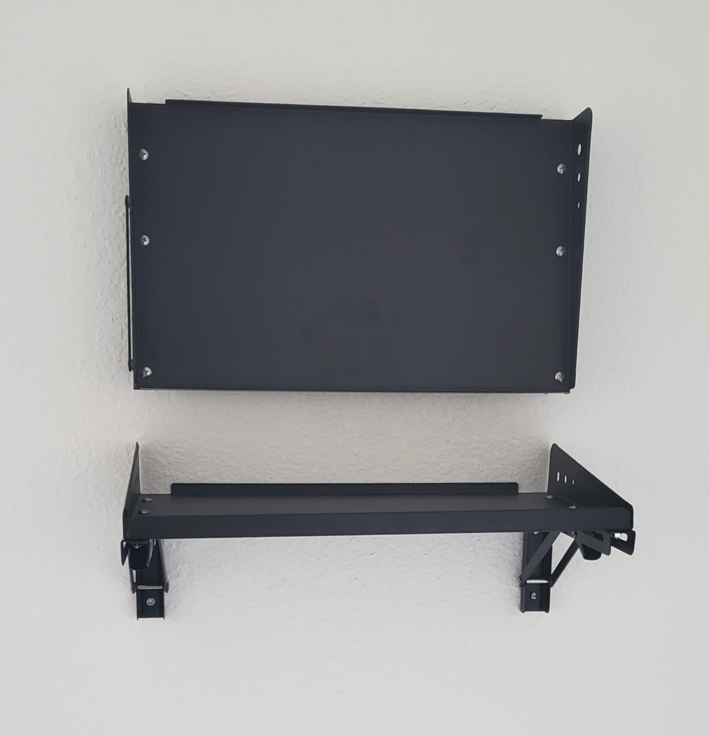 ULIBERMAGNET Garage Folding Storage Rack Shelves,200LB Metal Wall Mounted Adjustable Rail Shelf for Garage,Power Tools,Toolbox,Storage Shelves with Lip for Workshop Kitchen Office (2 Pack) customer photo 1