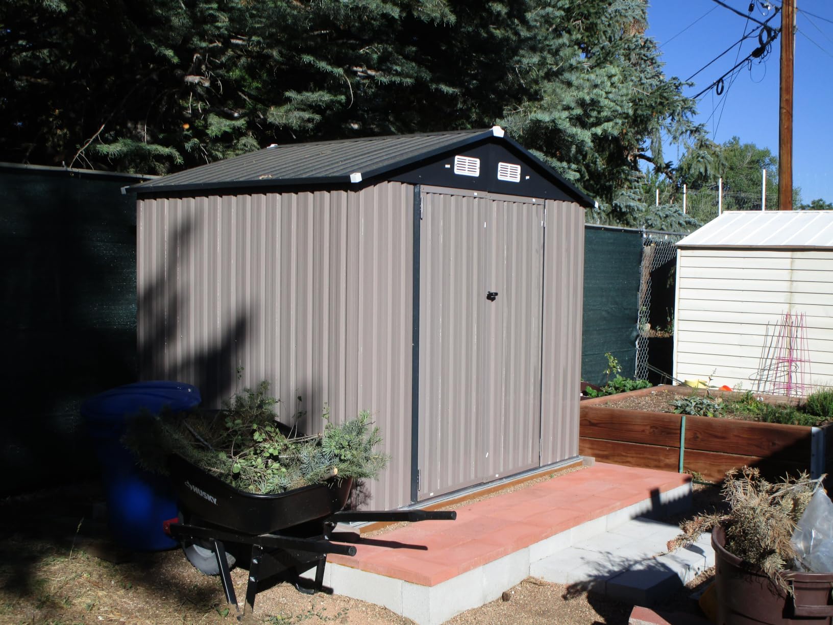 Aoxun 6.2x4 FT Shed Outdoor Storage Shed, Brown | Metal Shed with Lockable Doors & Slooping Roof Garden Tool Shed for Backyard, Patio, Poolside customer photo 1