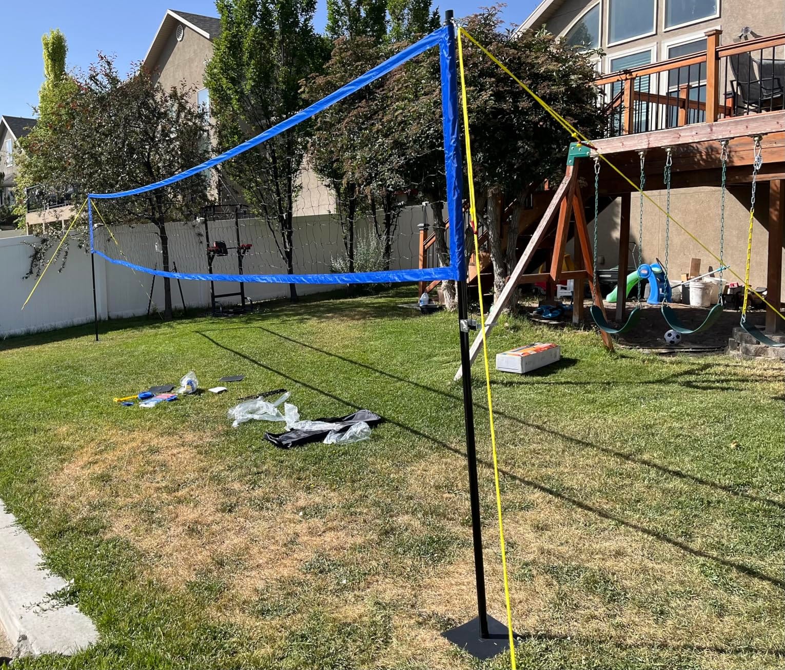 Professional Outdoor Volleyball Net Set with Adjustable Poles & Anti-Sag Design, Portable Volleyball Net Includes Beach Fixed Plate, Scoreboard, Boundary Line and Carry Bag for Backyard Beach Grass customer photo 2