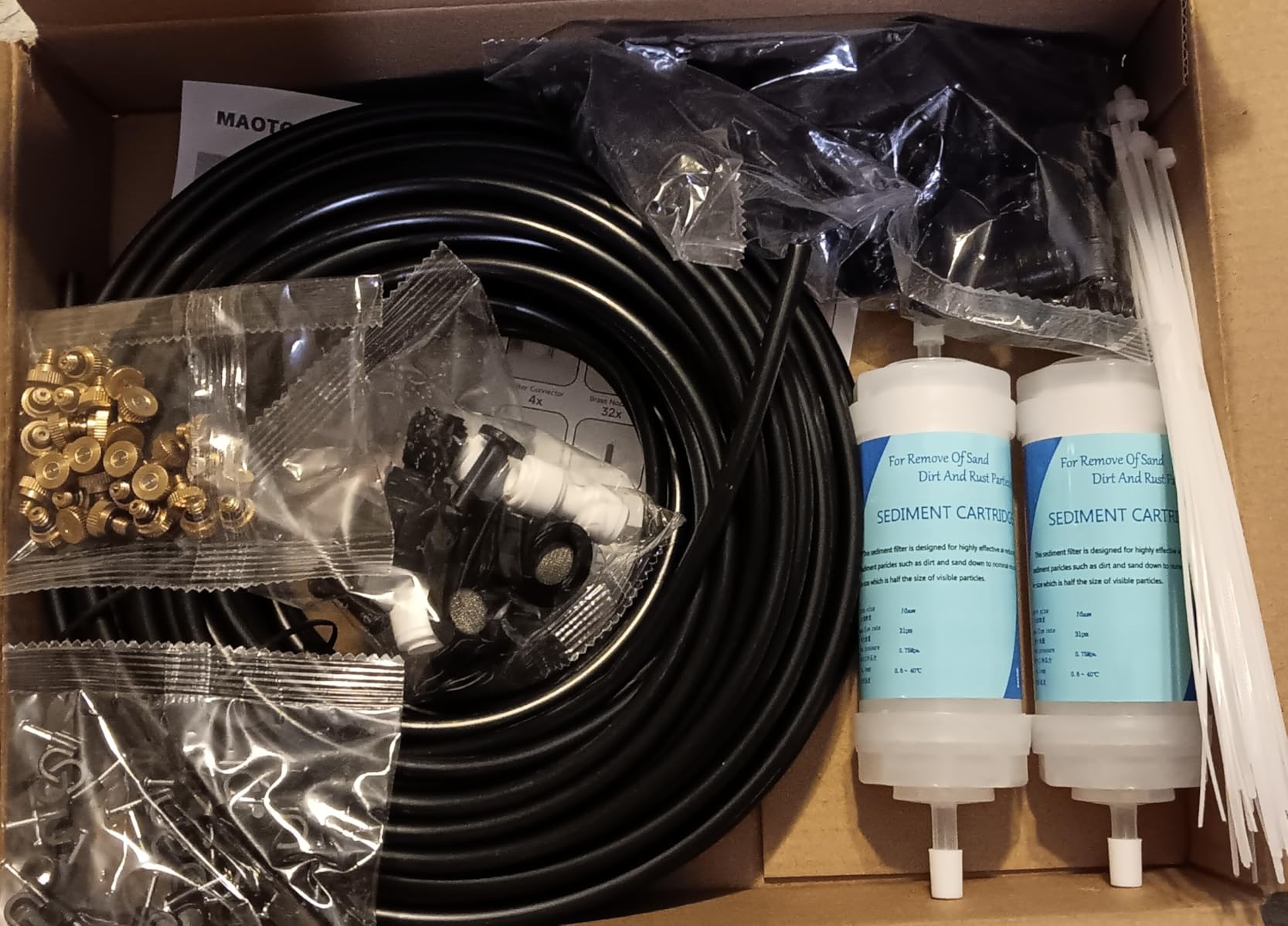 Maotong 100FT Mister for Outside Patio Misting Cooling System, 100FT (30M) Misting Line+32 Brass Mist Nozzles+Water Filter, Outdoor Mister System for Garden Greenhouse Trampoline Waterparke customer photo 2