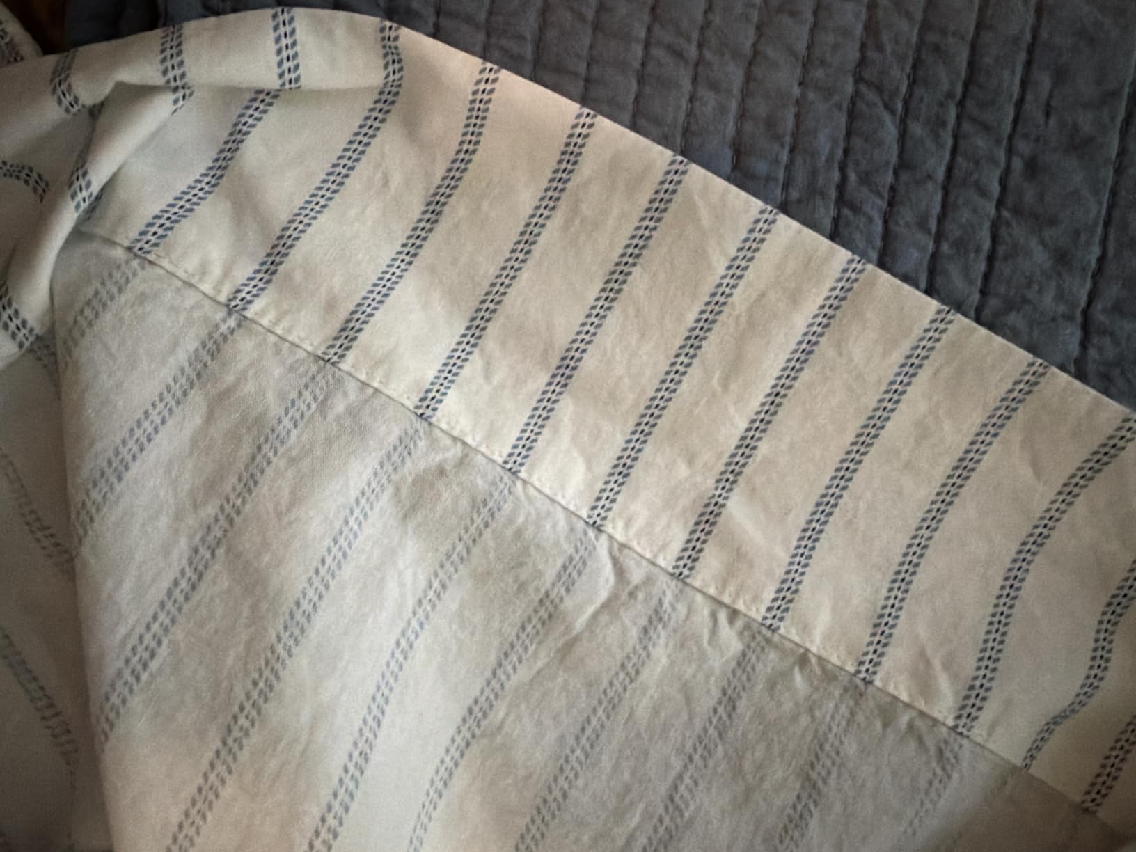 Eddie Bauer - Queen Sheet Set with Fitted Sheet & Pillowcases, 100% Cotton Percale Bedding, Crisp & Cool, Deep Pocket, Arden Stripe Grey customer photo 1