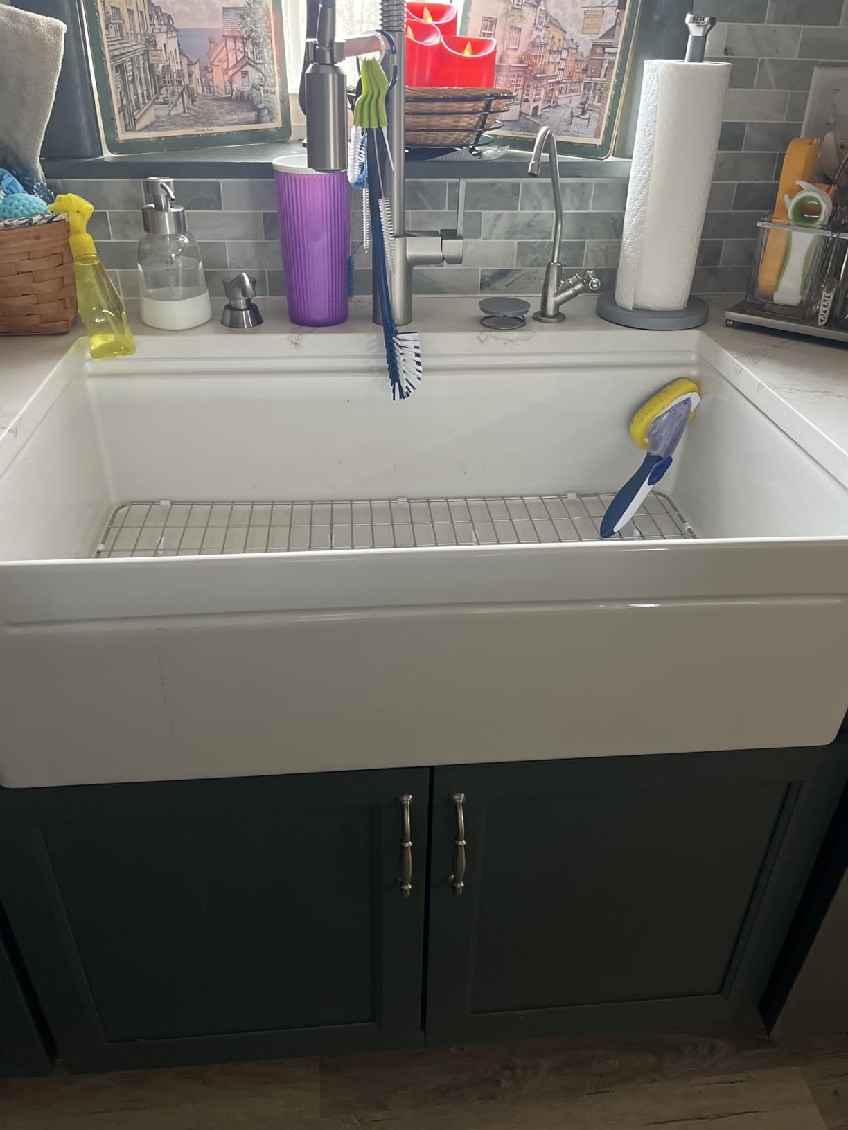 DeerValley White Farmhouse Sink Workstation 33 Inch Fireclay Apron Front Farm Sinks Single Bowl Heavy Duty Deep Drop-in Undermount Sink with Workstation Accessories customer photo 1