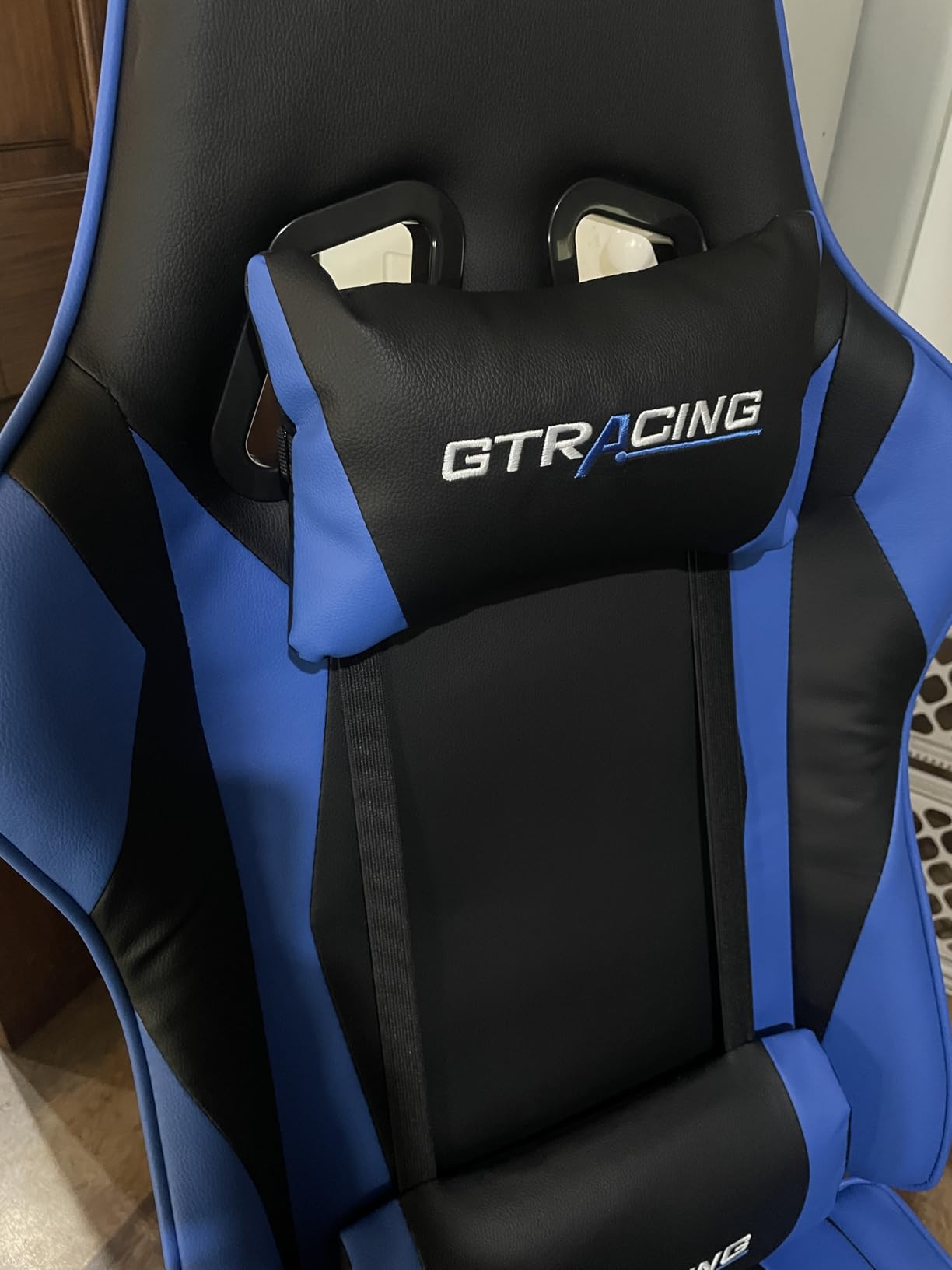GTPLAYER Gaming Chair with Footrest, Ergonomic Computer Game Desk Chair, Reclining Gamer Chair Seat Height Adjustment, Swivel Rocker with Headrest and Lumbar (Blue) customer photo 1