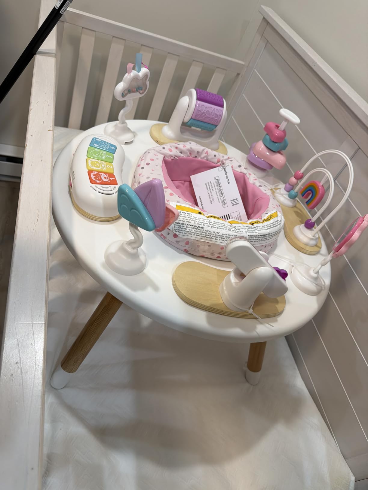 Little Acorn 4-in-1 Baby Activity Center | Montessori-Inspired Design | 8 Interactive Toys | Tummy Time, Exersaucer & Toddler Table | Shower Gift | Essential (Sun) customer photo 1