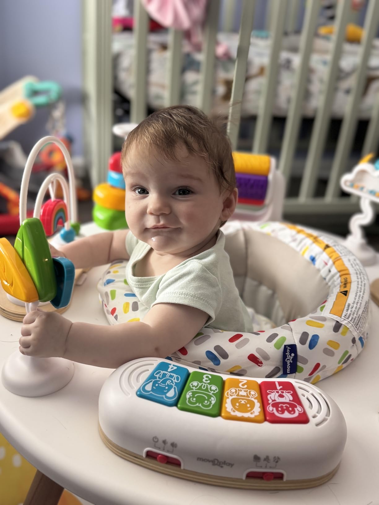 Little Acorn 4-in-1 Baby Activity Center | Montessori-Inspired Design | 8 Interactive Toys | Tummy Time, Exersaucer & Toddler Table | Shower Gift | Essential (Sun) customer photo 2