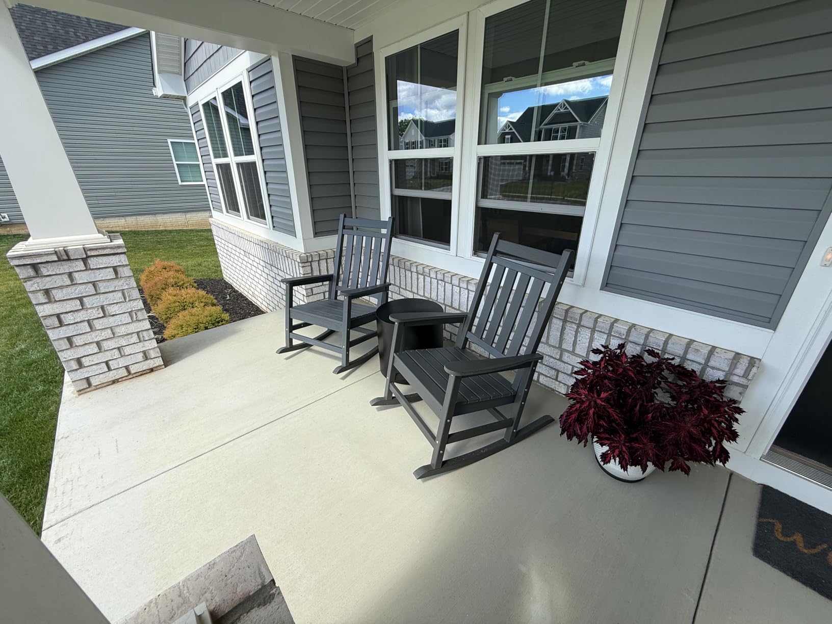 SERWALL Outdoor Rocking Chair Set of 2, HDPE Rocker for Adults, Blue customer photo 1
