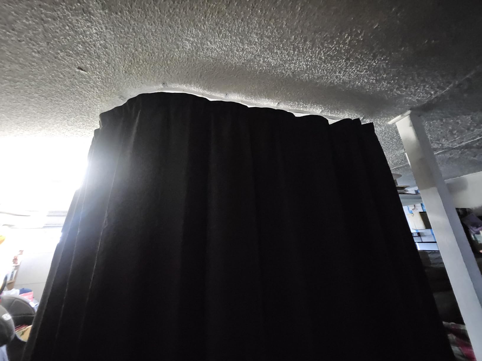 MaKefeile Room Divider Curtains & Flexible Bendable Tracks Set,Privacy Dividers Ceiling Track Curtain Window Blackout Curtains for Living Room Bedroom (W100 × H84 in 1 Panel Black Drape & White Rail) customer photo 2