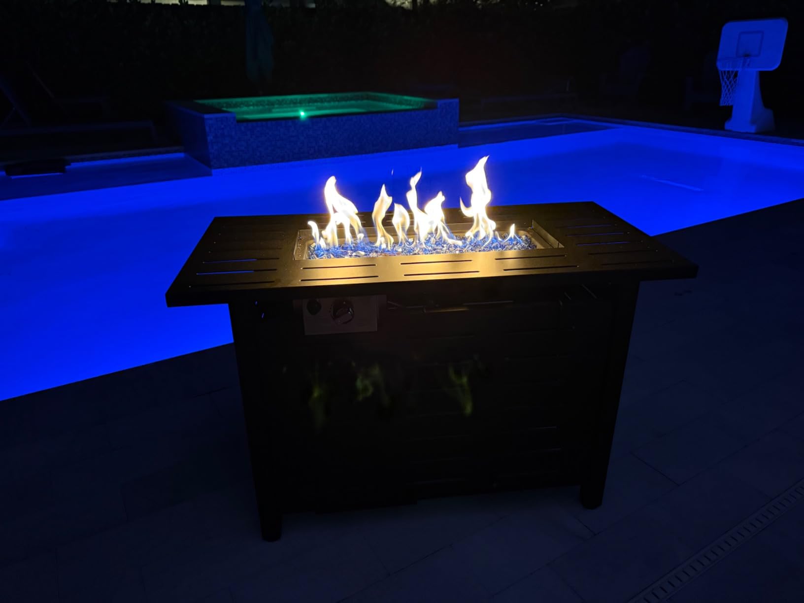Aoxun 41 Inch Propane Fire Pit-50,000 BTU Gas Fire Pit Table with Removable Lid & Lava Rocks, Rectangle Firepit Table for Outside, Patio, Deck, Backyard, Black customer photo 2