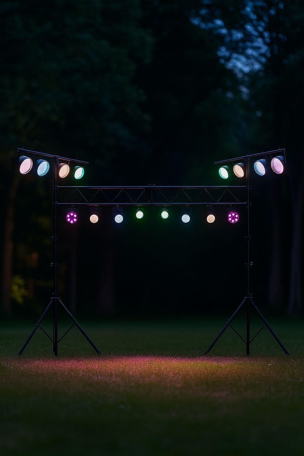 Goplus DJ Light Stand, 14FT Lighting Truss System with 32 Lights Hold 220LBS Capacity, 11-Level Adjustable Heights customer photo 1