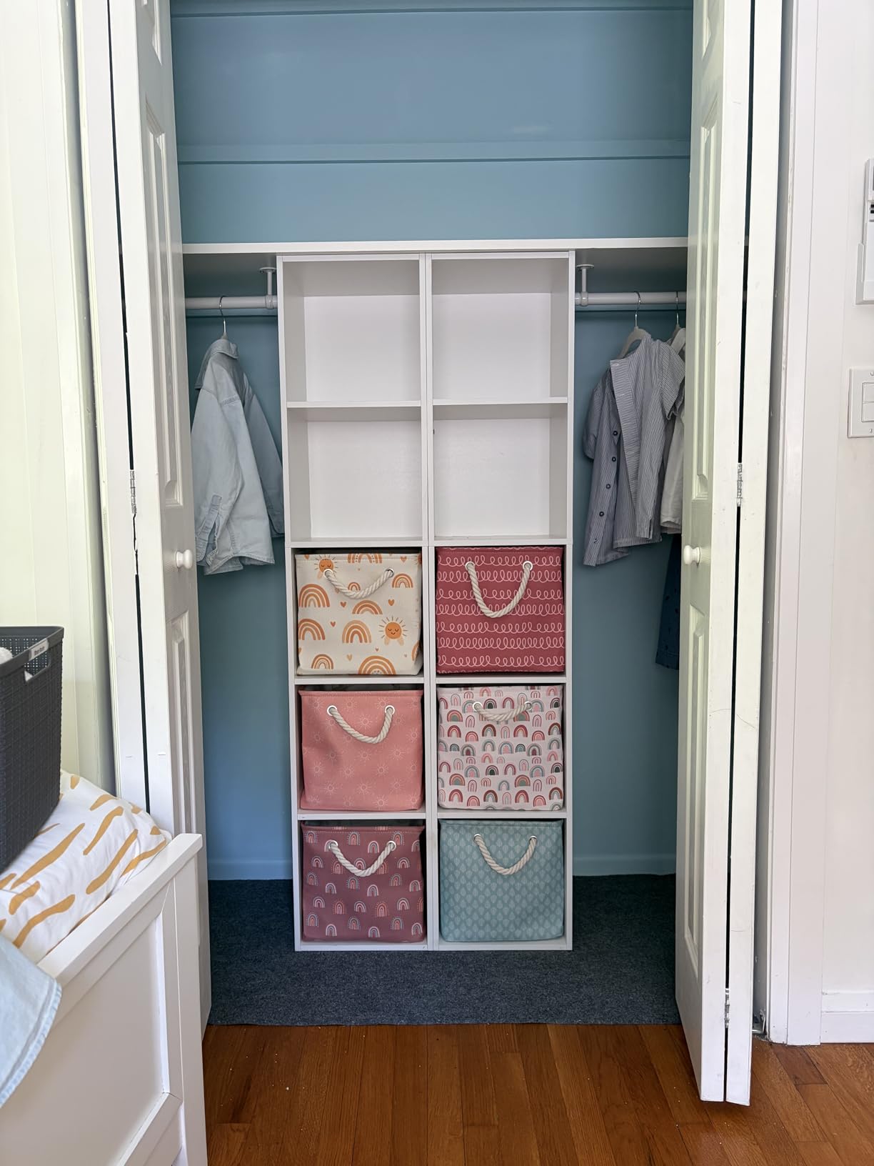 Amazon Basics 3-Cube Bookcase Compatible with Fabric Storage Cube Organizers, Sturdy, Easy to Assemble, White customer photo 2