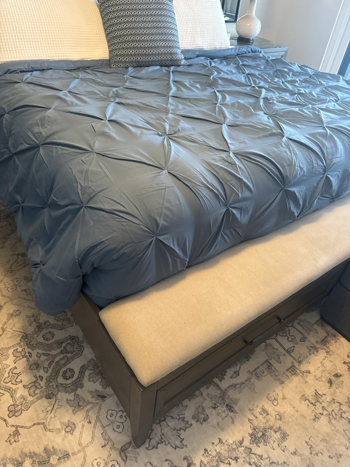 Sasttie Queen Comforter Set, 7-Piece Bed in a Bag, Pintuck Bedding Sets for All Season, Includes Comforter, Flat Sheet, Fitted Sheet, Pillowcases and Pillowshams, Beige customer photo 1
