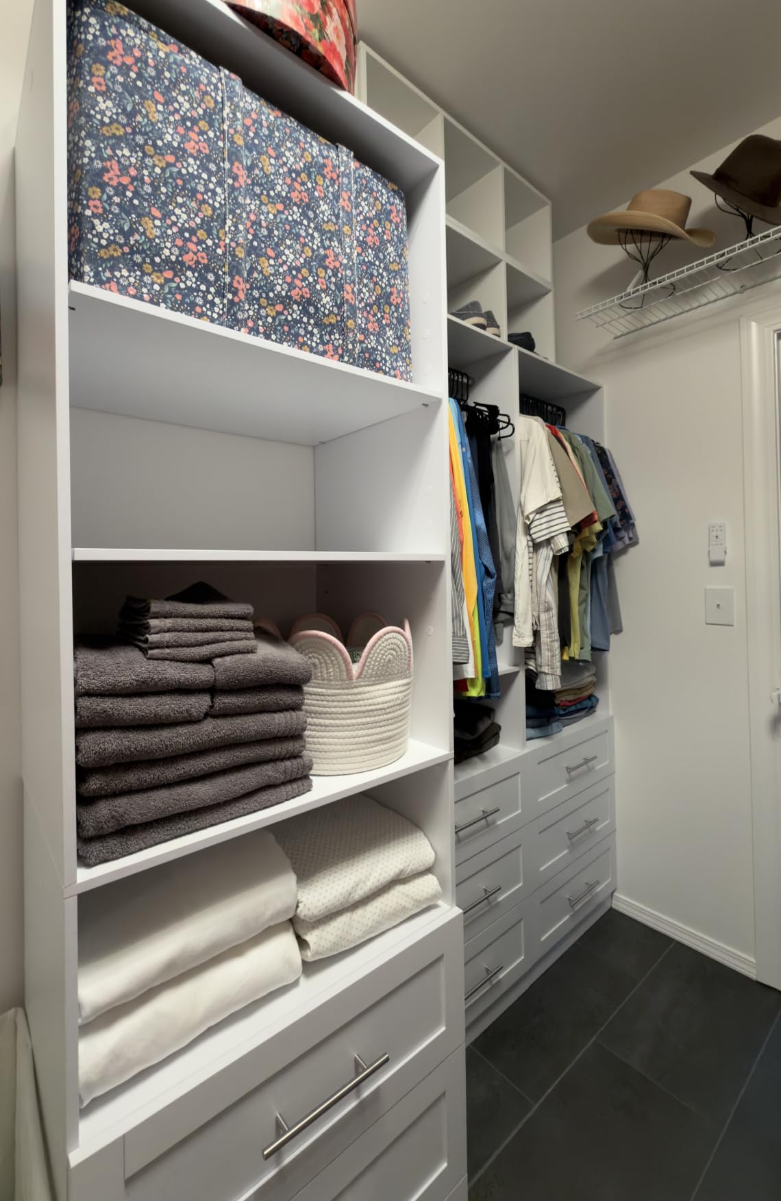 Closet System, 5FT-8FT Closet Organizer System with 3 Wooden Drawers, 99