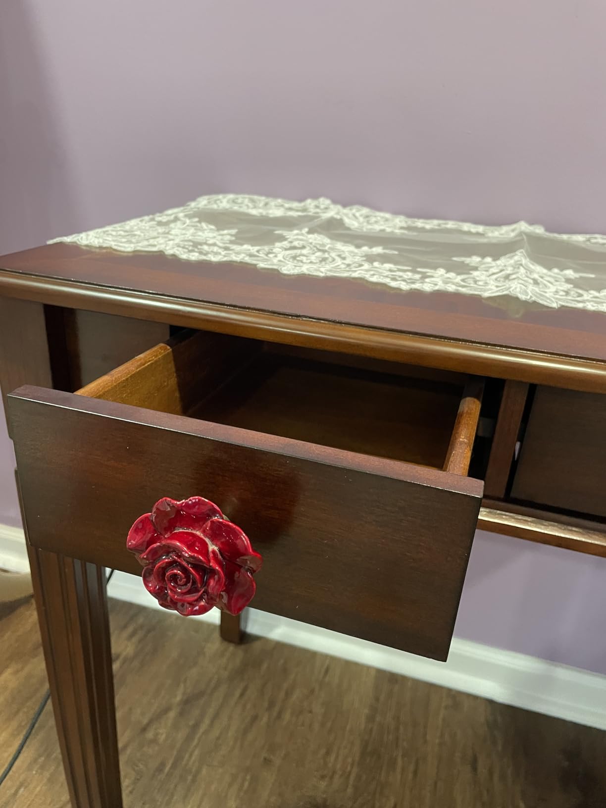 LEEMTORIG Vintage Solid Wood Writing Desk, Cherry Wood customer photo 2