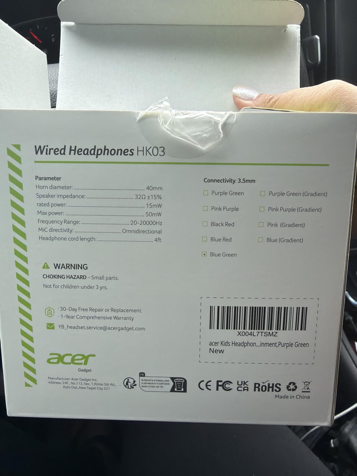 Acer Kids Headphones for School, 85-94dB Limiter, 3.5mm Jack, w/Mic HK03 | Foldable Wired Over Ear Headphones, for Toddler School/Tablet/iPad/PC/Travel, Purple-Green customer photo 2
