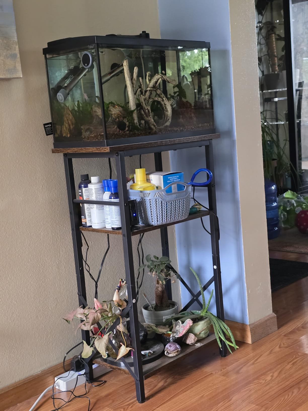 HOOBRO 10 Gallon Aquarium Stand, 3-Tier Fish Tank Stand with Storage, Reptile Turtle Tank Stand with Metal Frame, 20.5