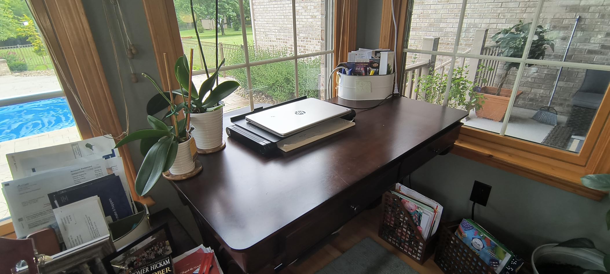 Traditional Wood Writing Desk with 2 Drawers, 47
