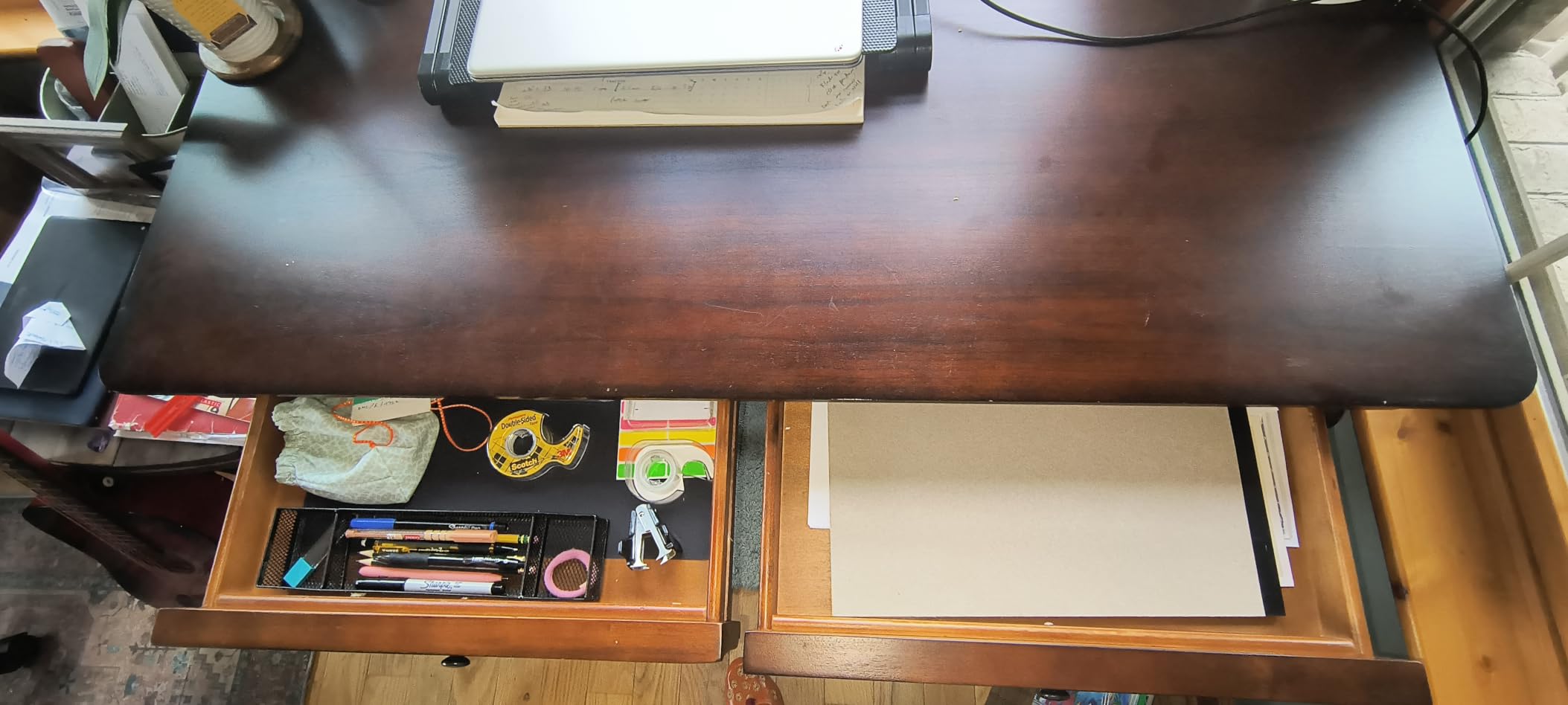 Traditional Wood Writing Desk with 2 Drawers, 47