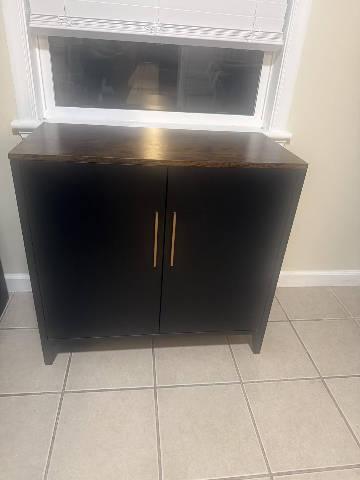 Metal Storage Cabinet with Doors and Shelves Small Buffet Sideboard for Kitchen Dining, Office Credenza Locker Modern Coffee Bar, Entryway Bathroom (Black) customer photo 1