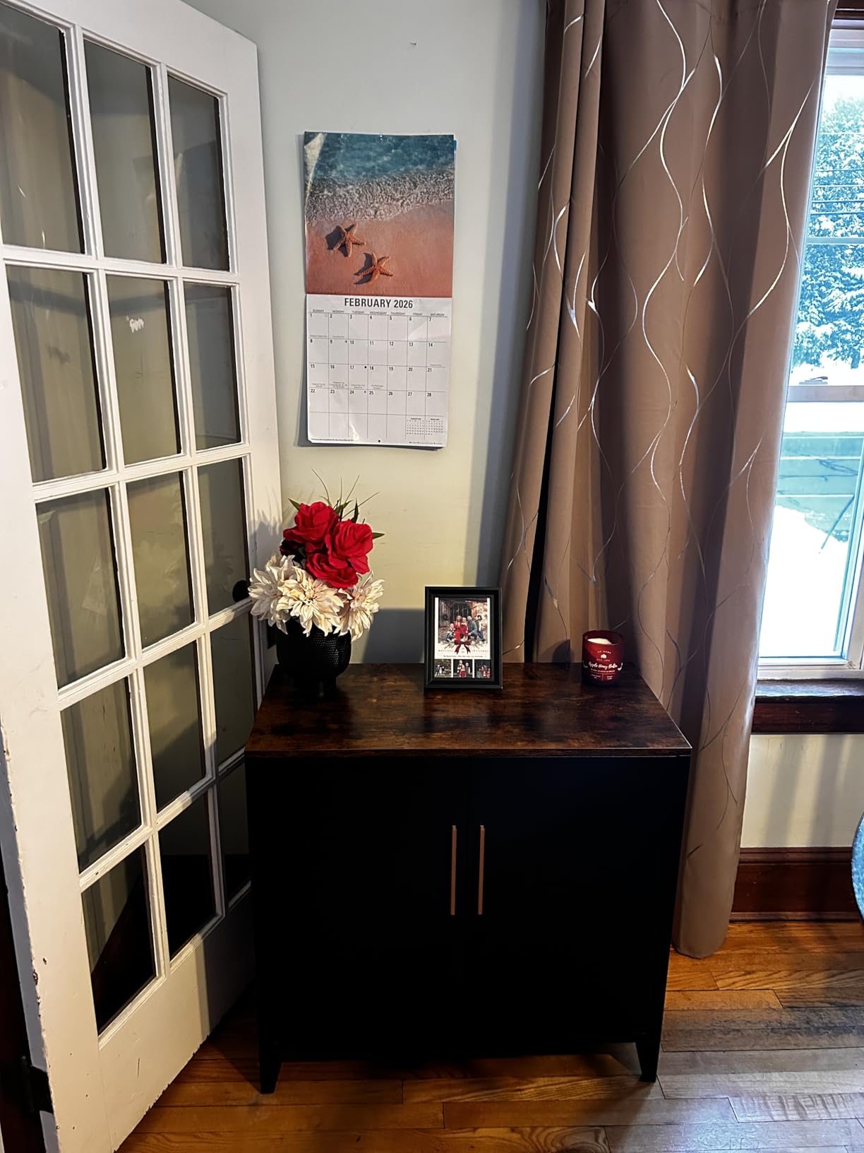 Metal Storage Cabinet with Doors and Shelves Small Buffet Sideboard for Kitchen Dining, Office Credenza Locker Modern Coffee Bar, Entryway Bathroom (Black) customer photo 2