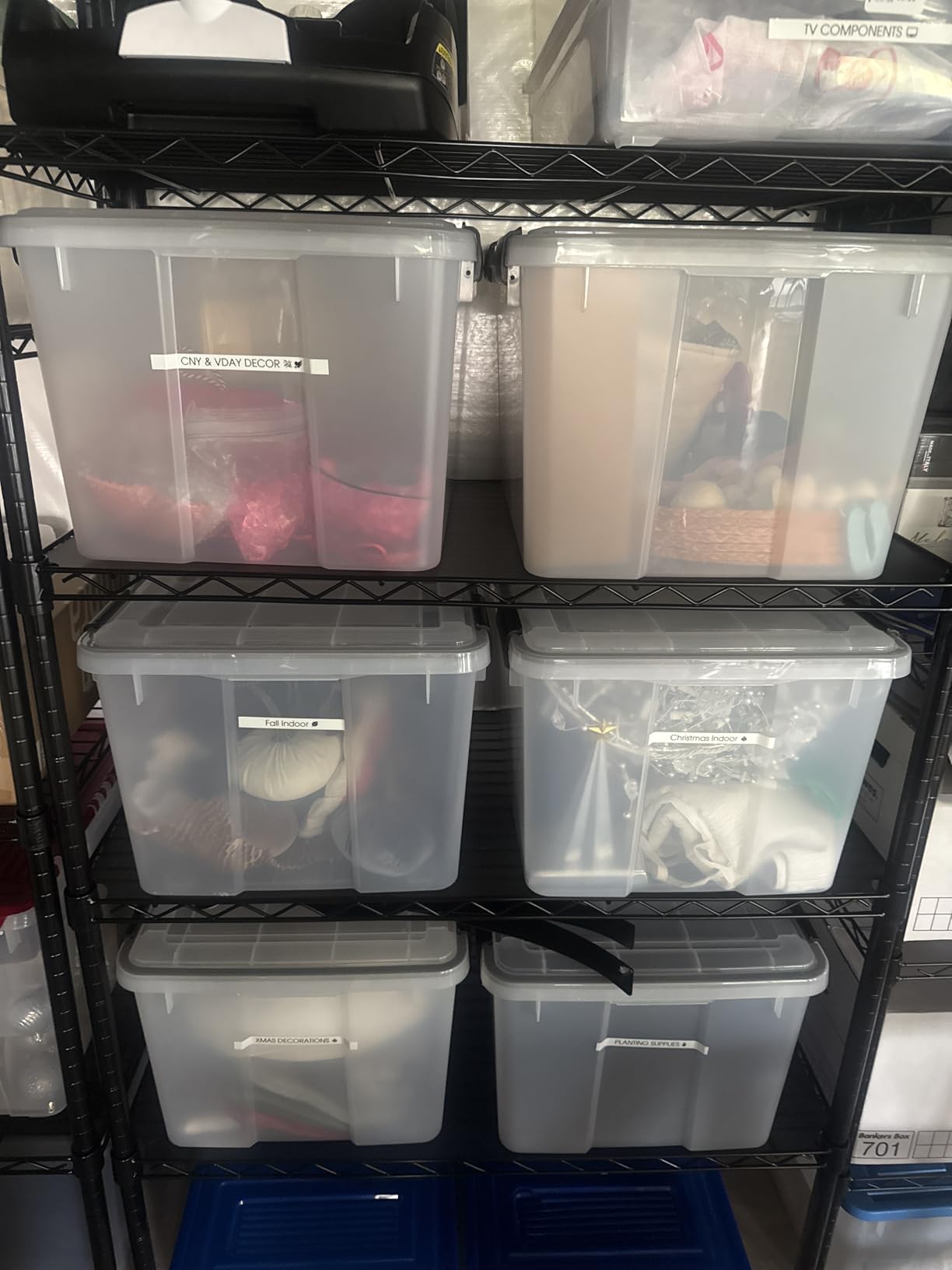 IRIS USA 72 Qt Stackable Plastic Storage Bins with Lids, 6 Pack - BPA-Free, Made in USA - See-Through Organizing Solution, Latches, Durable Nestable Containers, Secure Pull Handle - Clear customer photo 1
