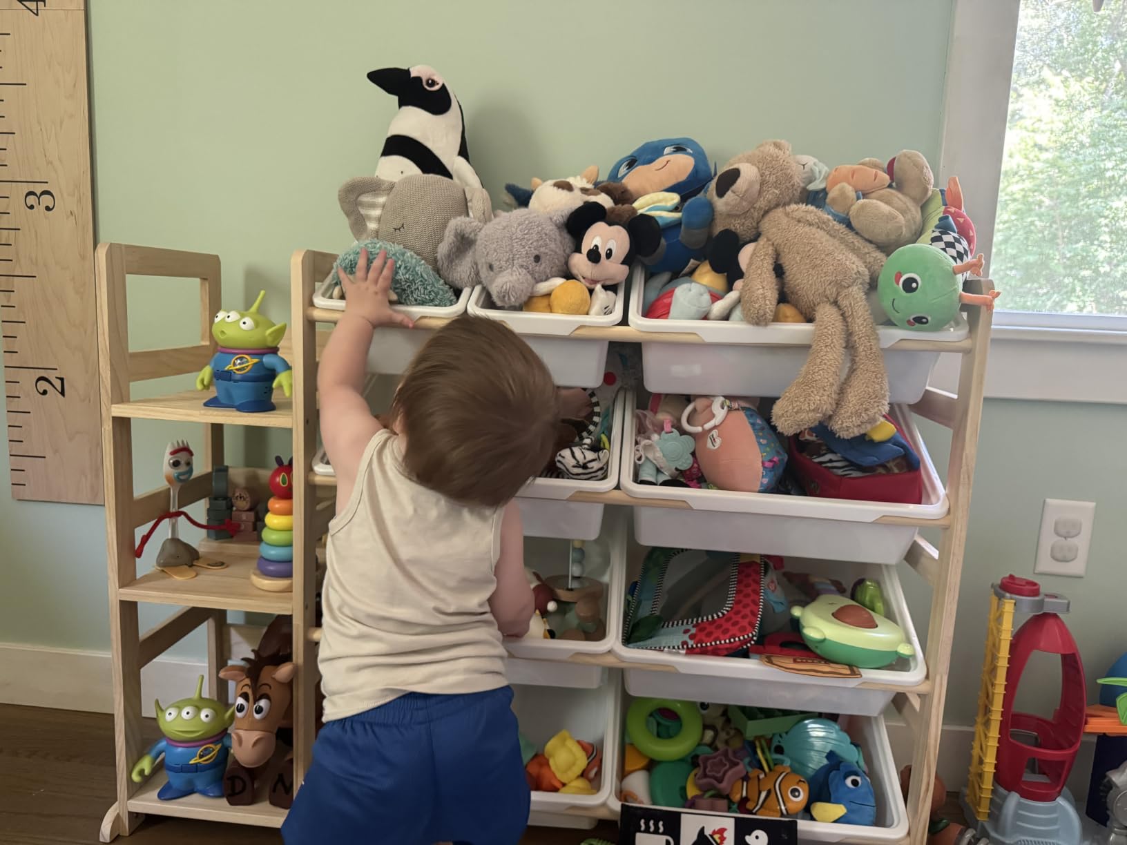 EXPERLAM Extra Large Toy Storage - Toy Storage Organizer, Wooden Toy Organizer with 6 Side Shelves and 12 Bins, 3-in-1 Bookshelf for Kids Rooms, Playroom, Nursery, White customer photo 1