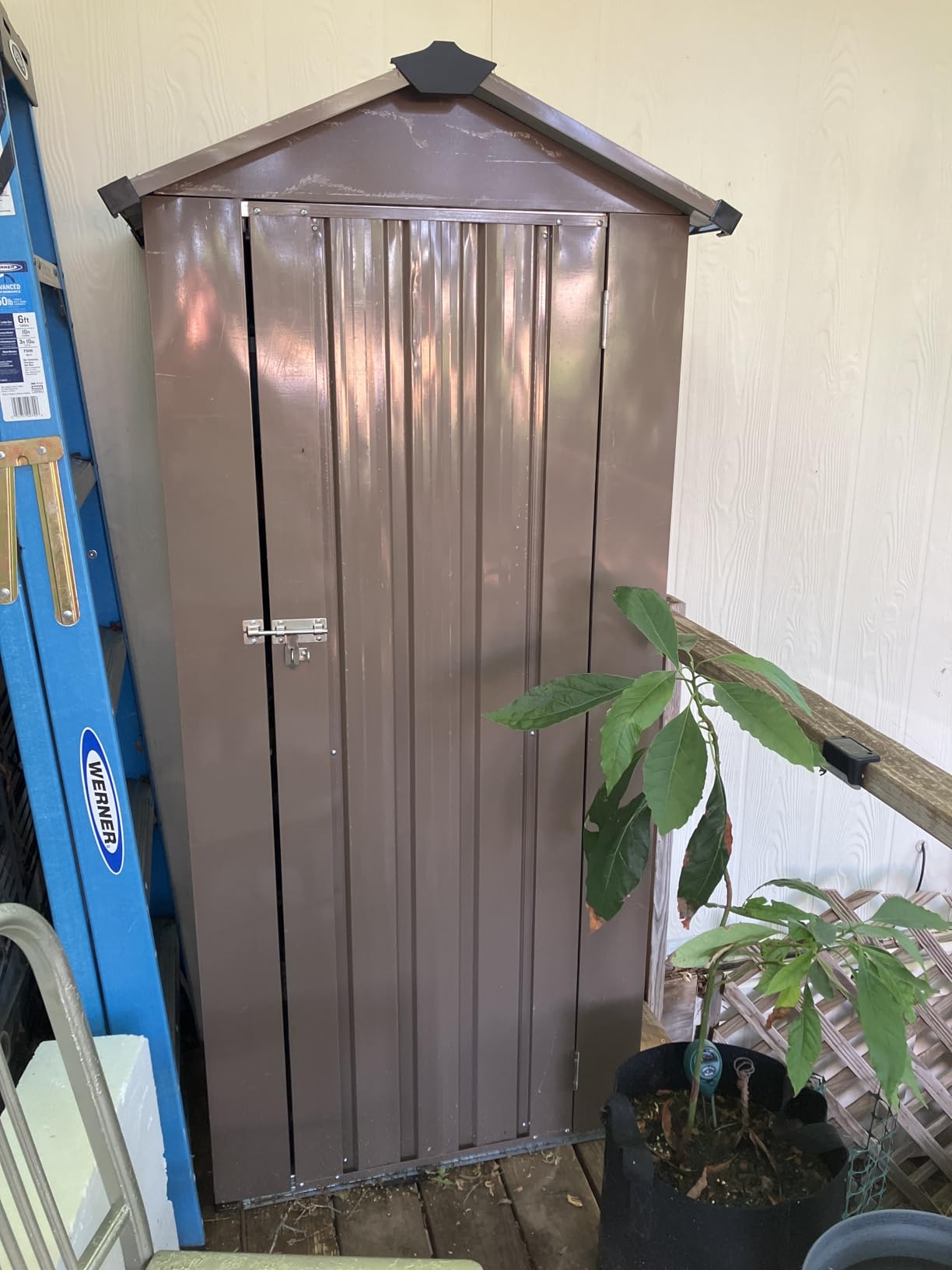 Aoxun 7.3'x5.3' Shed with Floor Galvanized Steel Outdoor Storage Shed Brown | Metal Garden Shed with Double Doors, Moisture-Proof Floor & Ventilation, Sloped Roof for Garden, Patio, Backyard customer photo 2