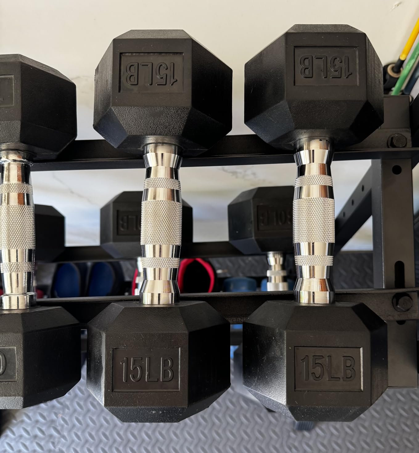 Jusgym Dumbbell Rack Stand Only, 3 Tier Adjustable Height & Angle 1100LBS | H-Shaped Stable Frame & Space-Saving Design, Heavy Duty Weight Rack for Home Gym, Fits Dumbbells Kettlebells & Weight Plates customer photo 1