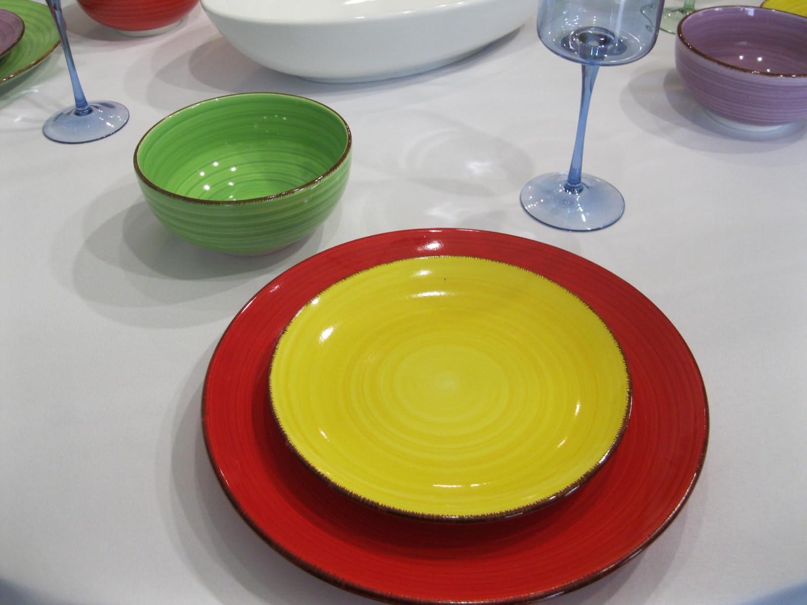 vancasso Bonita Stoneware Dinnerware Sets, 24 Pieces Dishes Set for 6 | Hand-Painted Spiral Dishes for Dinner, Ceramic Kitchen Plates and Bowls Sets-Microwave and Dishwasher Safe (Blue,24 Pcs) customer photo 2