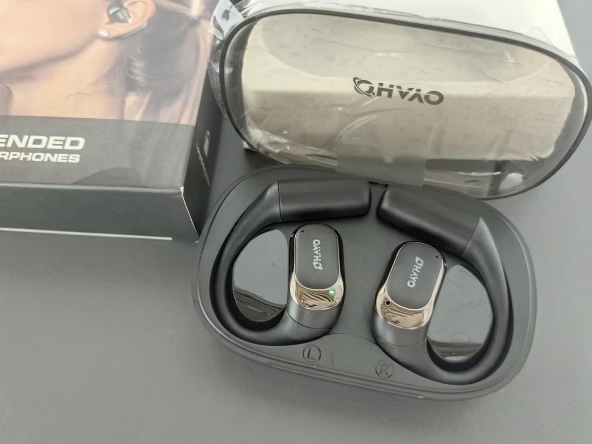 OHAYO Open Ear Headphones, Over Ear Earbuds with Ergonomic Earhook, Bluetooth Headphones 5.4 with Smart Digital Display, 40H Playtime, IPX6 Waterproof, Touch Control Operate Fit Cycling, Running, Workout customer photo 1