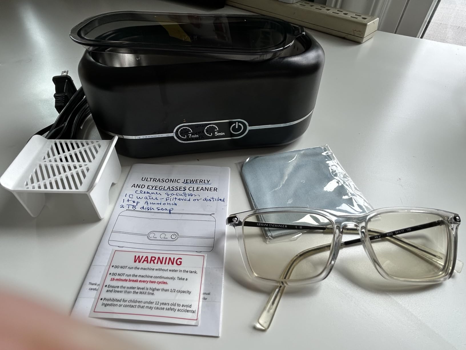 Miorcols Ultrasonic Jewelry Cleaner, 48KHz Jewelry Ultrasonic Cleaner Machine for All Jewelry, Glasses, Rings, Retainers, Watch Strap, Dentures, 304 Stainless Steel 12oz Cleaning Pod customer photo 1
