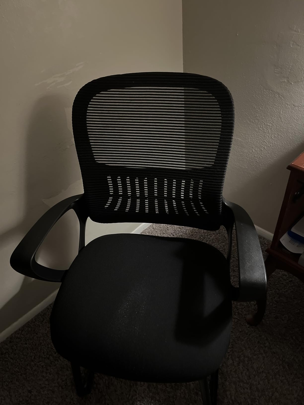 Sweetcrispy Waiting Room Chairs, Desk Chair No Wheels, Mesh Back | Stationary Guest Side Set of 2, Lumbar Support, Reception Conference Room, Modern Black, Ergonomic customer photo 1