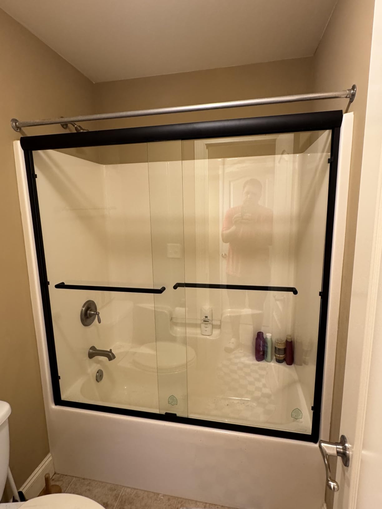 Double Sliding Glass Shower Door, 56-60 in W x 72 in H, Chrome Aluminum Frame, 1/4 in(6mm) High-Strength Tempered Glass Shower Door, for Walk-in Showers customer photo 2