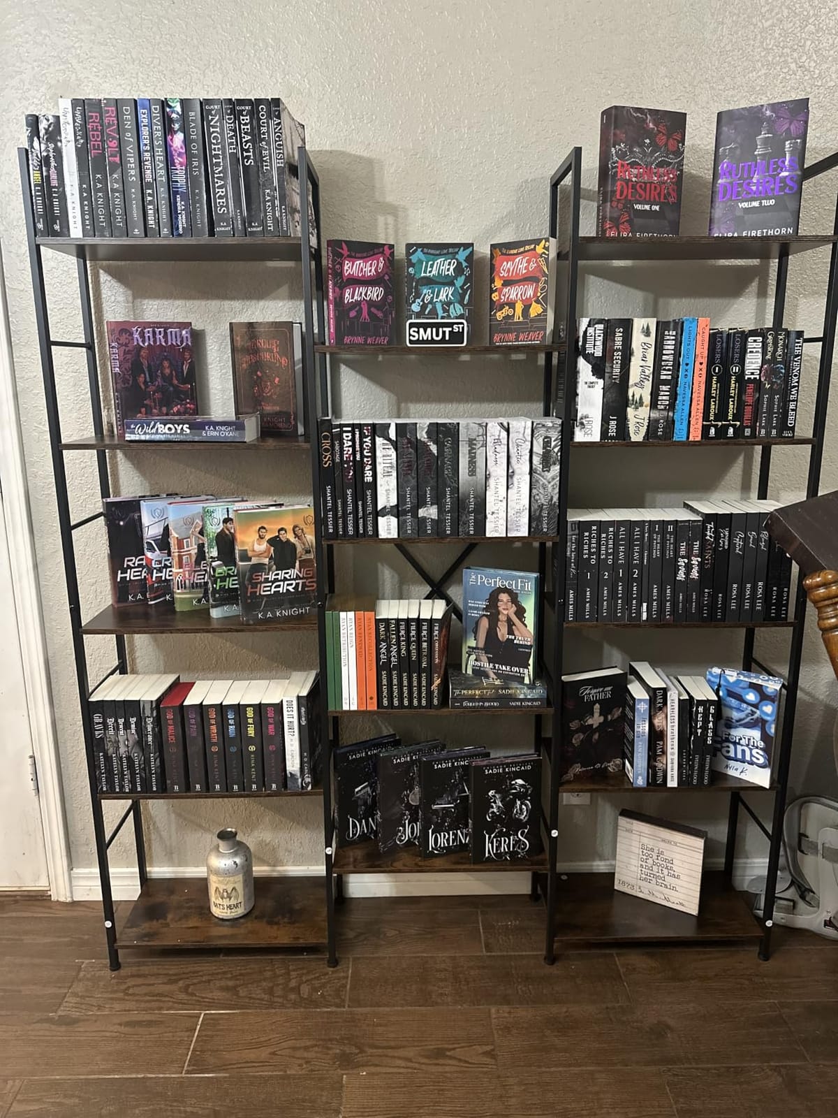 Shintenchi Triple Column 5 Tier Bookshelf, Industrial Large Bookcase Display Shelves, Large Etagere Bookshelf, Wide Book Shelf Book Case for Home & Office, Rustic Brown customer photo 2
