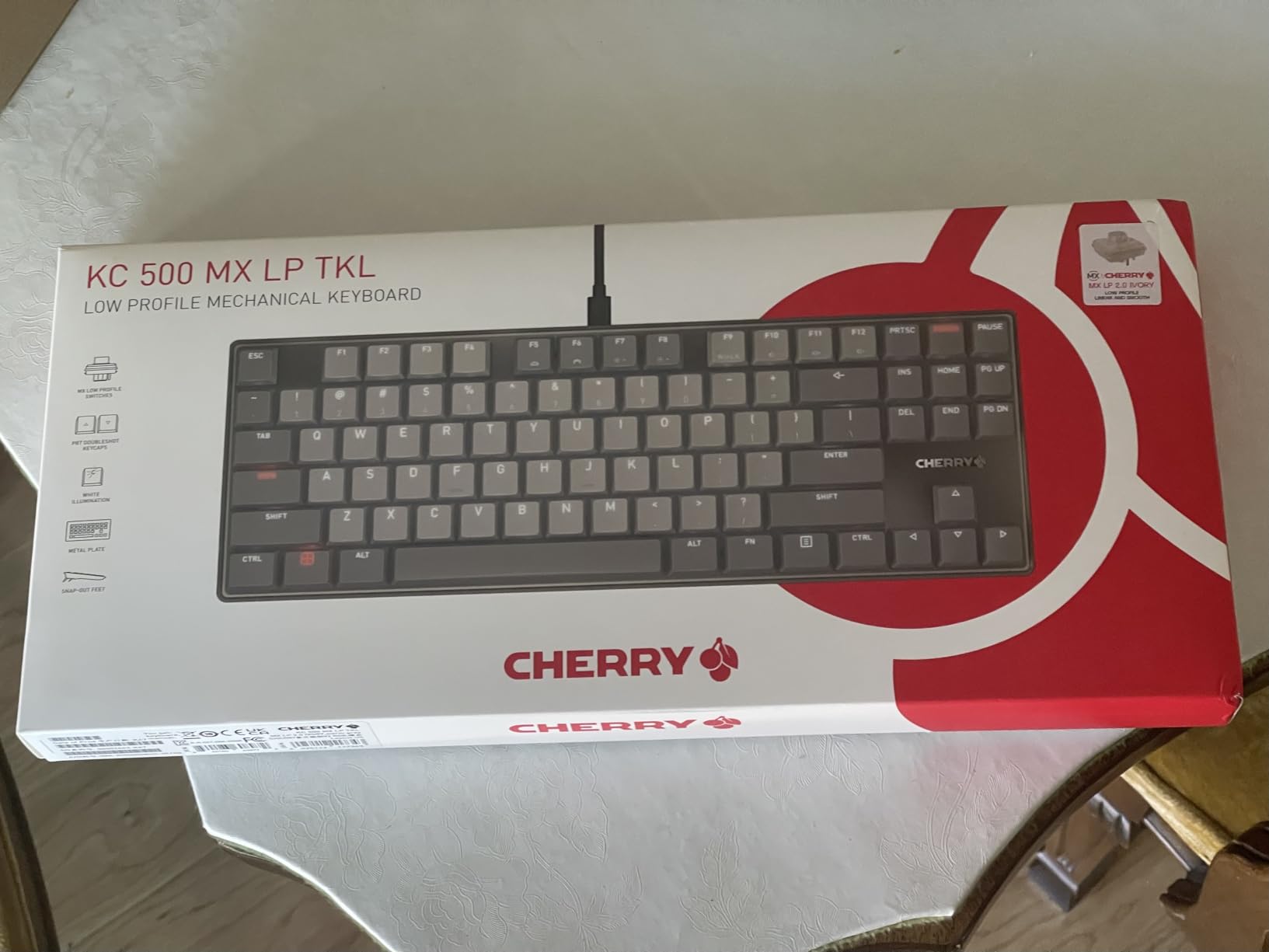 Cherry KC 500 MX LP TKL, Tenkeyless Mechanical Low Profile Keyboard, Wired (USB-A), Slim Design, PBT Keycaps, White Lighting, MX LP 2.0 Ivory Switches, Black customer photo 2