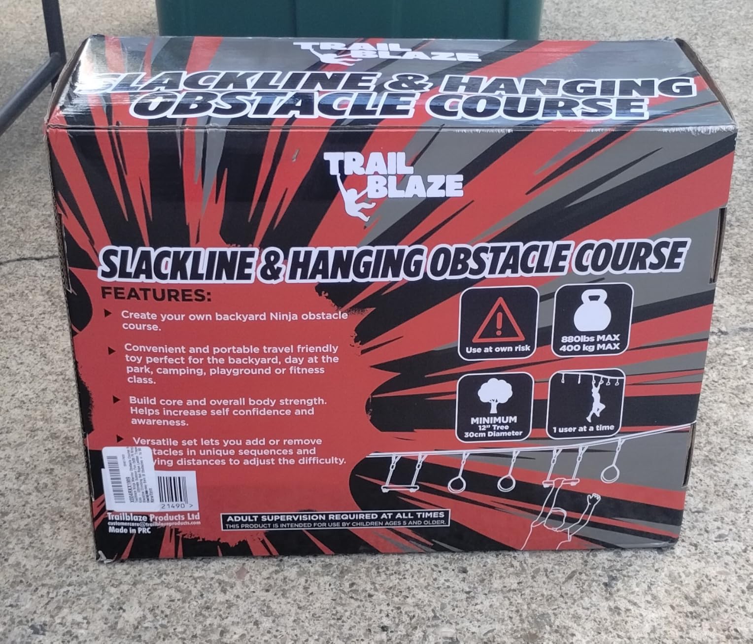 Ninja Warrior Obstacle Course - Ultimate Outdoor Fun 50 Ft Ninja Slackline Climbing Net, Rope Ladder, Trapeze, Swing, Monkey Bars (50ft Single Line Kit - 8 Obstacles) customer photo 1