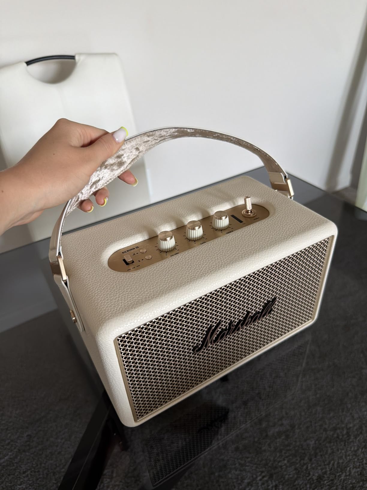 Kilburn III Portable Bluetooth Speaker - Black and Brass | Loud Stereo Sound with Bass and Treble Controls | 50+ Hr Playtime I Designed for Indoors and Outdoors | 3.5 mm Aux Input customer photo 2