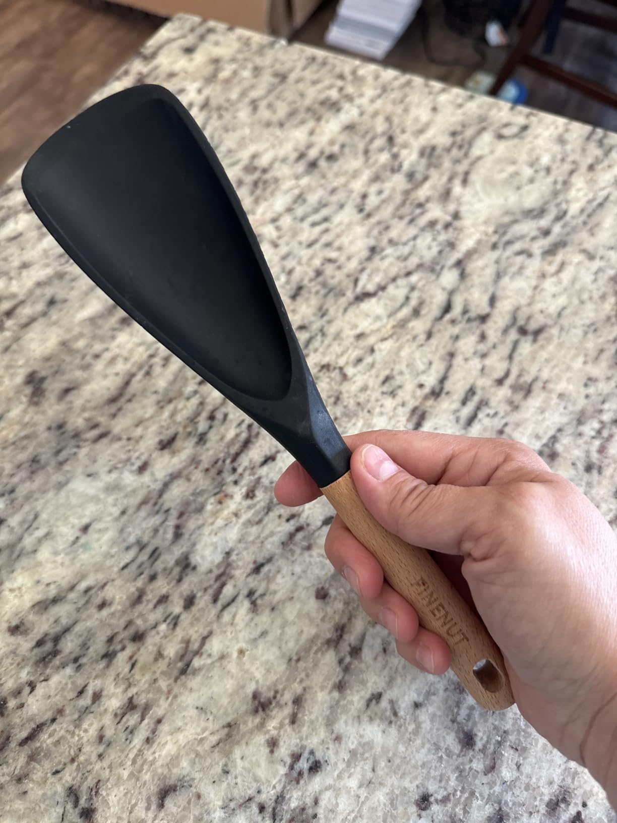 Cooking Spoon Multifunction Spoonula Silicone Spatula Spoon 2-Pack, Dual-Use Heat Resistant 446°F, BPA-Free Wooden Handle Rice Spoon Set for Non-Stick Cookware customer photo 1